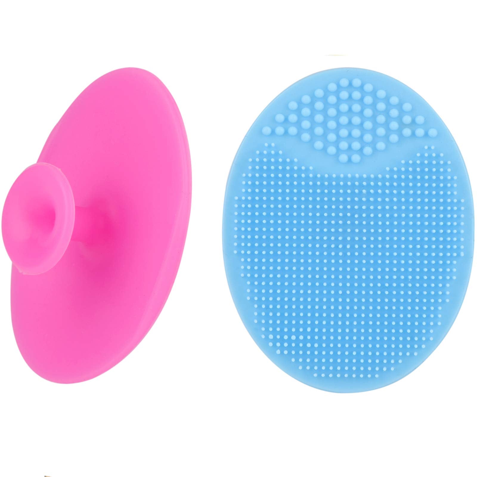 Luckyiren Face Scrubber 2 Pack Silicone Exfoliating Pads for Cleansing, Rose Pink & Blue, Model UFCP-2, Ideal for Pore & Blackhead Removal