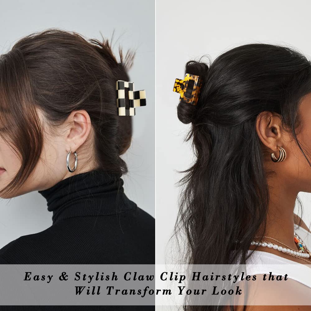 4 Pack Tortoise Claw Hair Clips - 2 '' Small to Medium Clips for Thin to Thick Hair, Cute Styling Accessories for Women