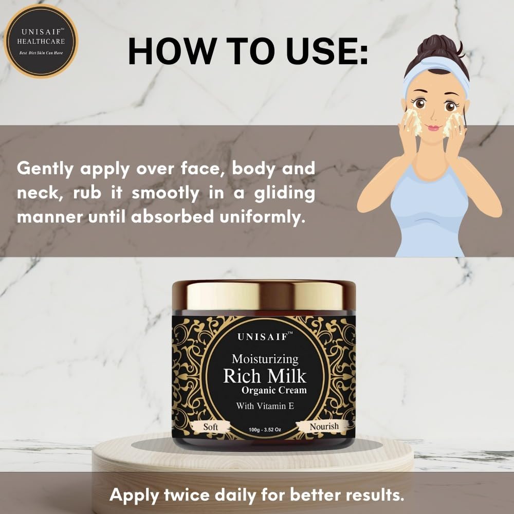 Unisaif Rich Hydrating Milk Shea Butter Cream - Moisturizing Facial Skincare Cream with Shea Butter, Vitamin E | Reduce Dryness