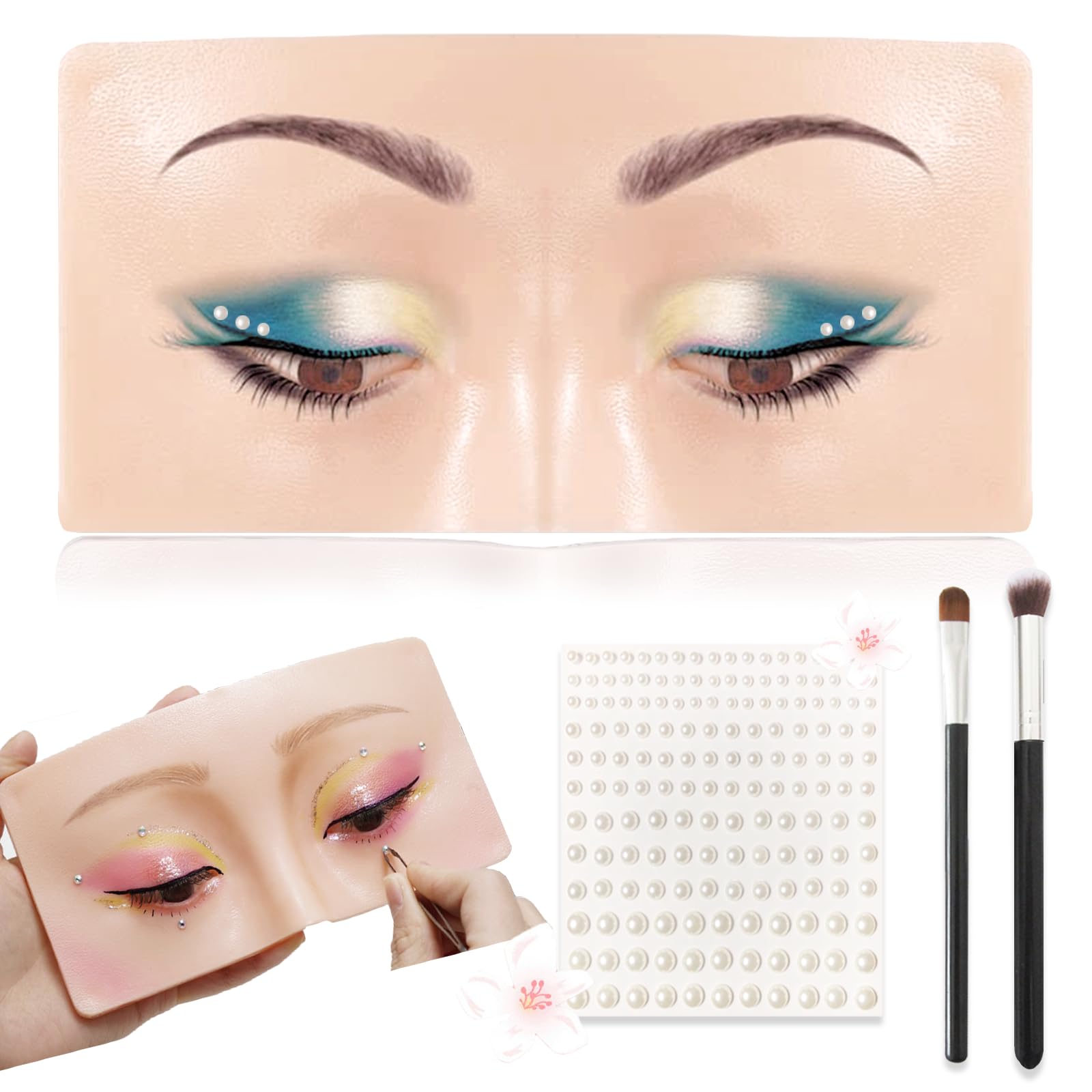 Makeup Practice Face, Silicone Makeup Face Practice Board, Makeup Mannequin Face for Makeup Artists and Beginners, Come with Eye