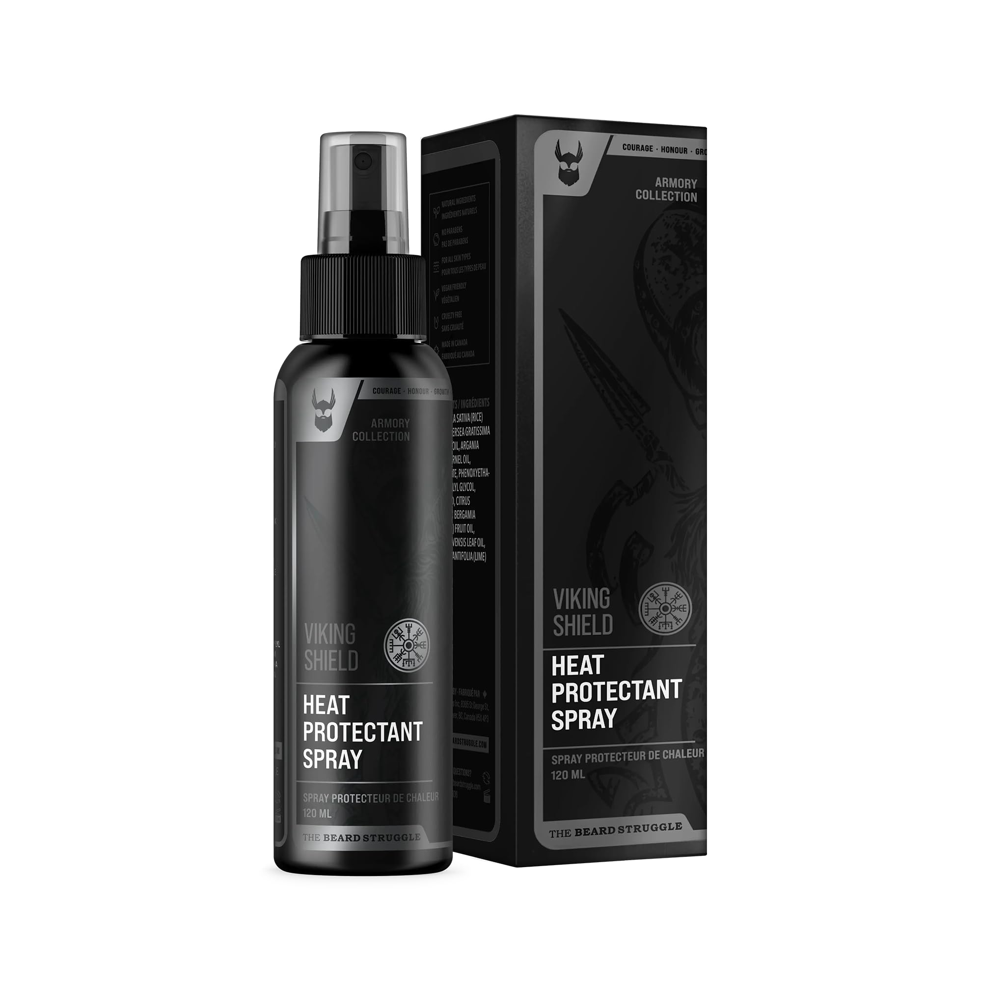 Beard & Hair Heat Protectant Spray - Viking Shield Beard Spray for Men, Protects Hair from Heat Damage of Straightener and Styli