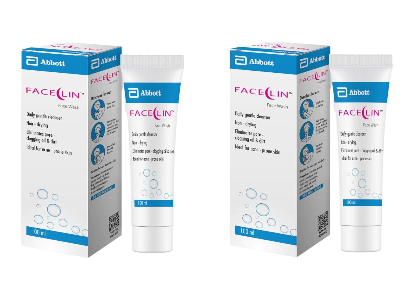Faceclin Face Wash Daily Gentle Cleanser,Non Drying,Eliminates Pore-Clogging Oil And Dirt,Ideal For Acne-Prone Skin For Women & 