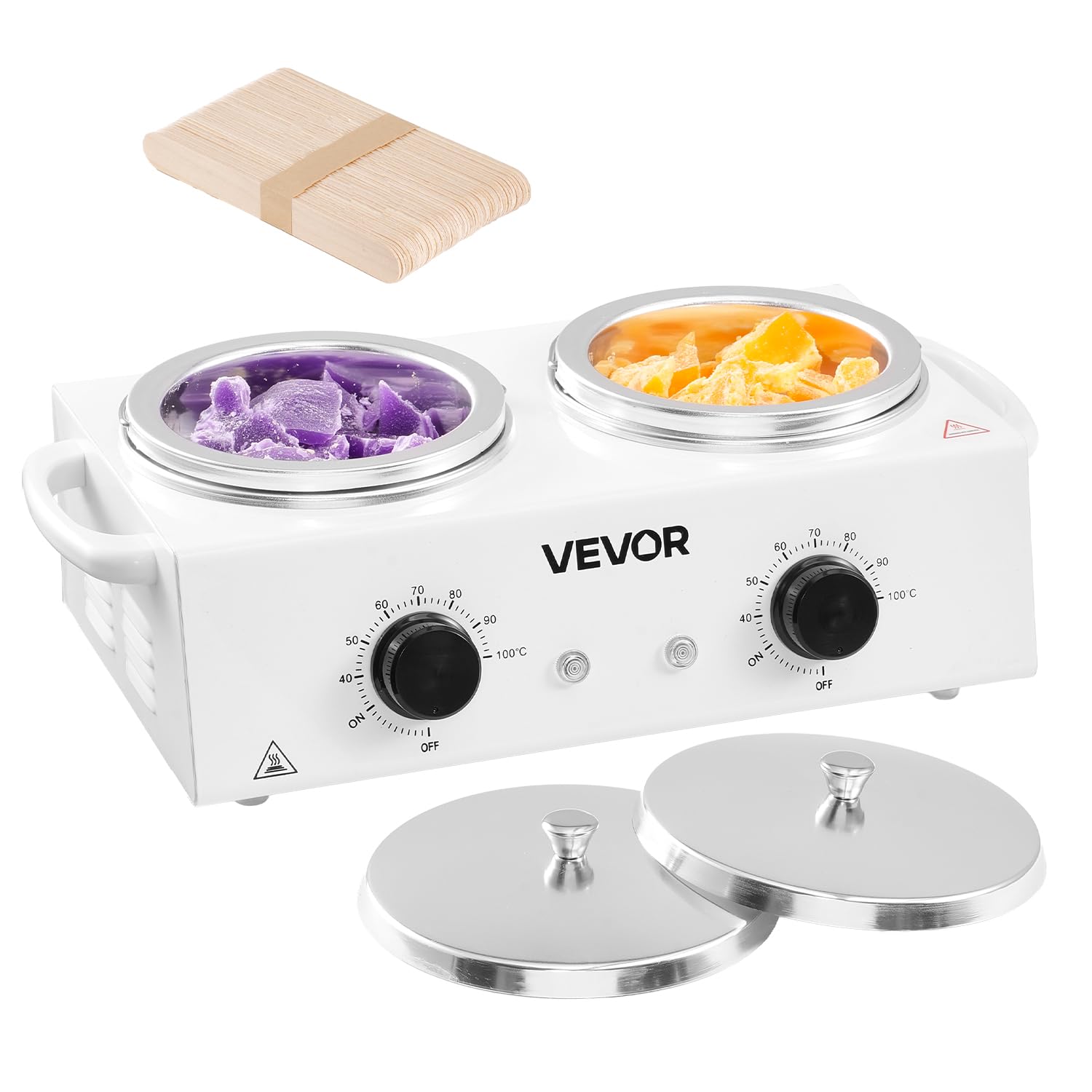 VEVOR Double Wax Warmer, 1200ML Professional Dual Wax Warmer for Hair Removal, 32 ? - 212? Adjustable Electric Waxing Heater Pot
