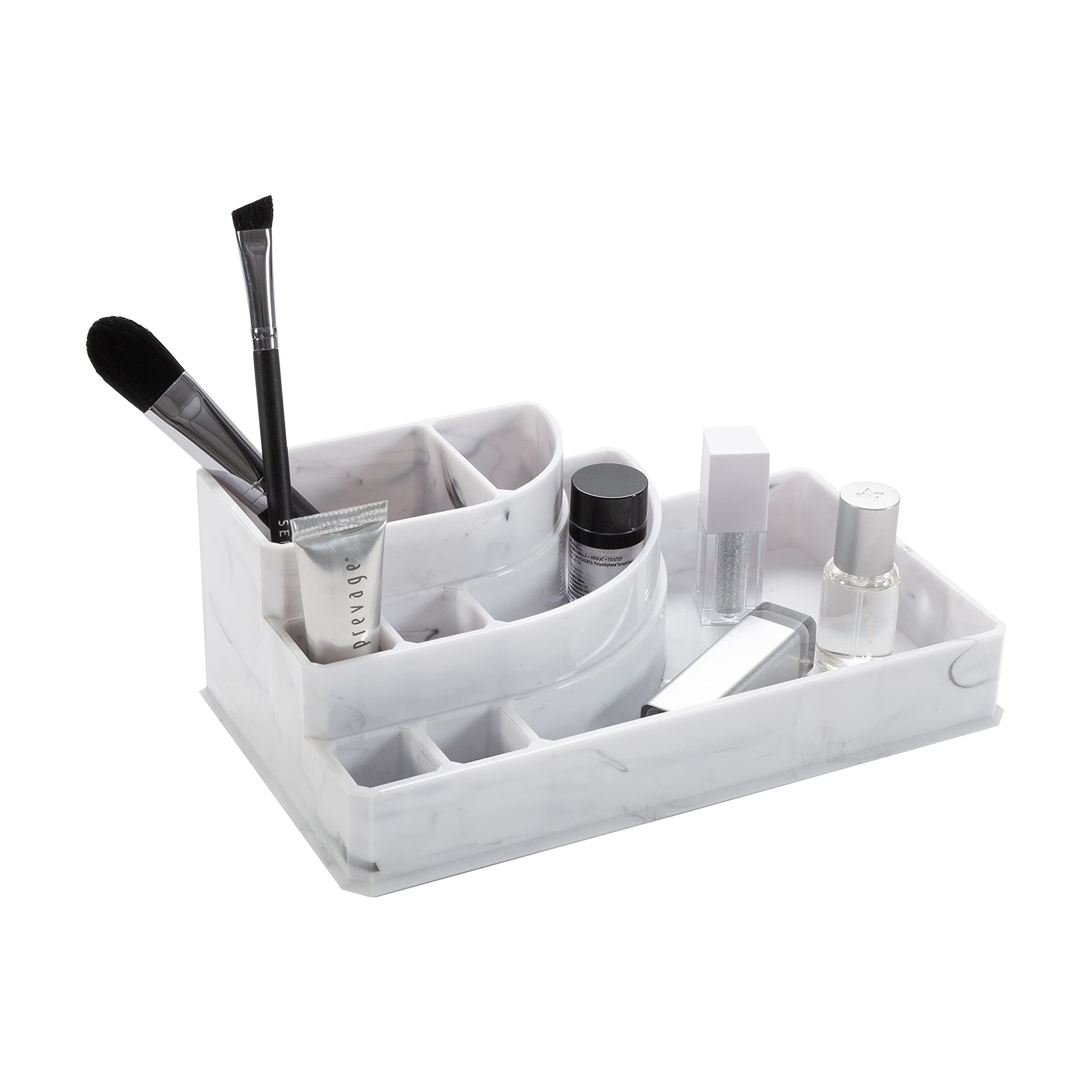 Simplify 8 Section Jewelry Holder In Marble, Durable, Multi-Purpose Cosmetic Bath Accessories Organizers Collection