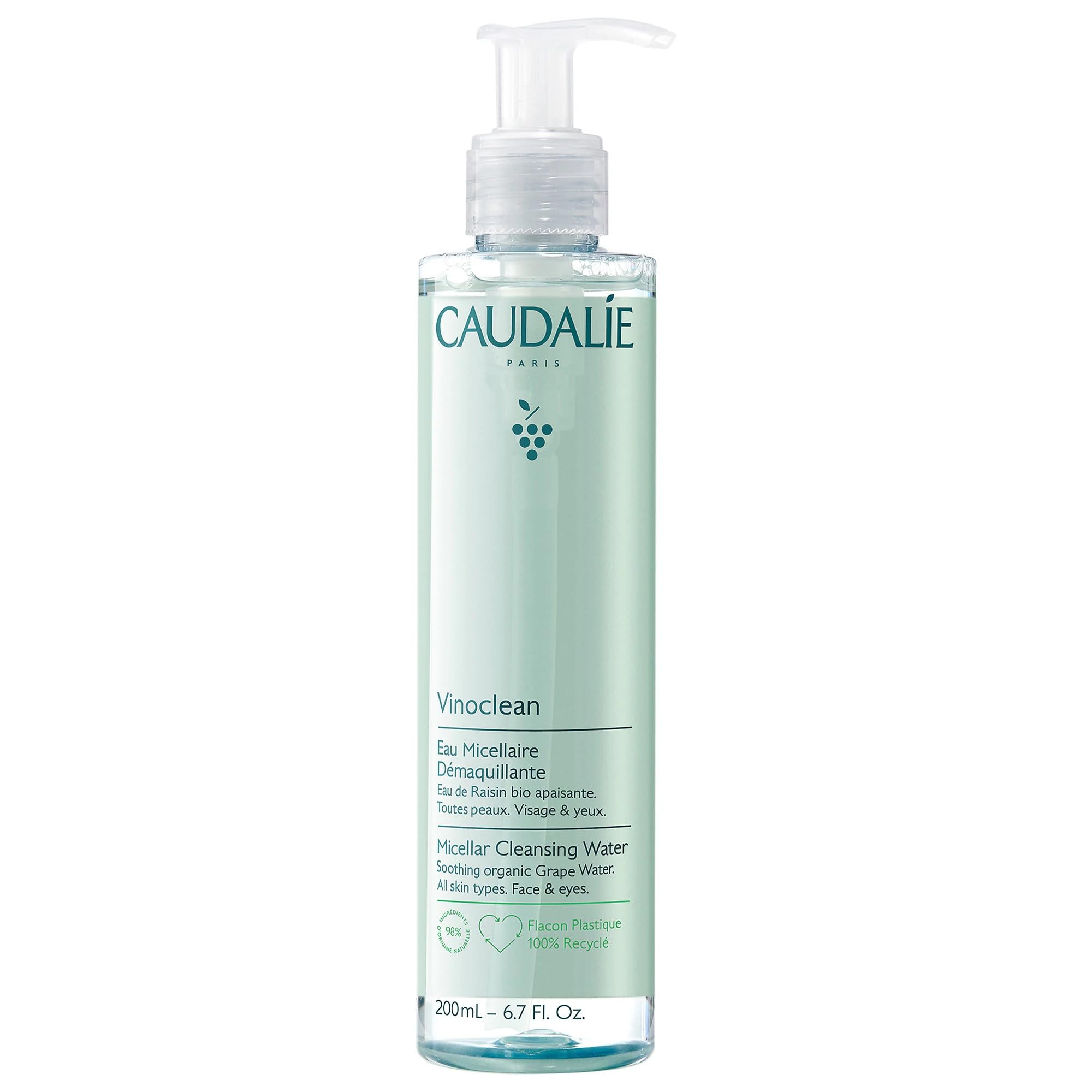 Vinoclean Micellar Cleansing Water by Caudalie for Women - 6.7 oz Cleanser
