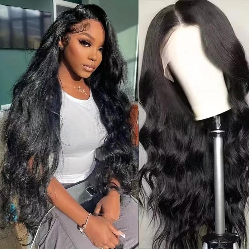STOGEDEST 30 Inch Body Wave Lace Front Wigs Human Hair Pre Plucked 13x4 HD Lace Front Wigs Human Hair 180% Density Body Wave Glu