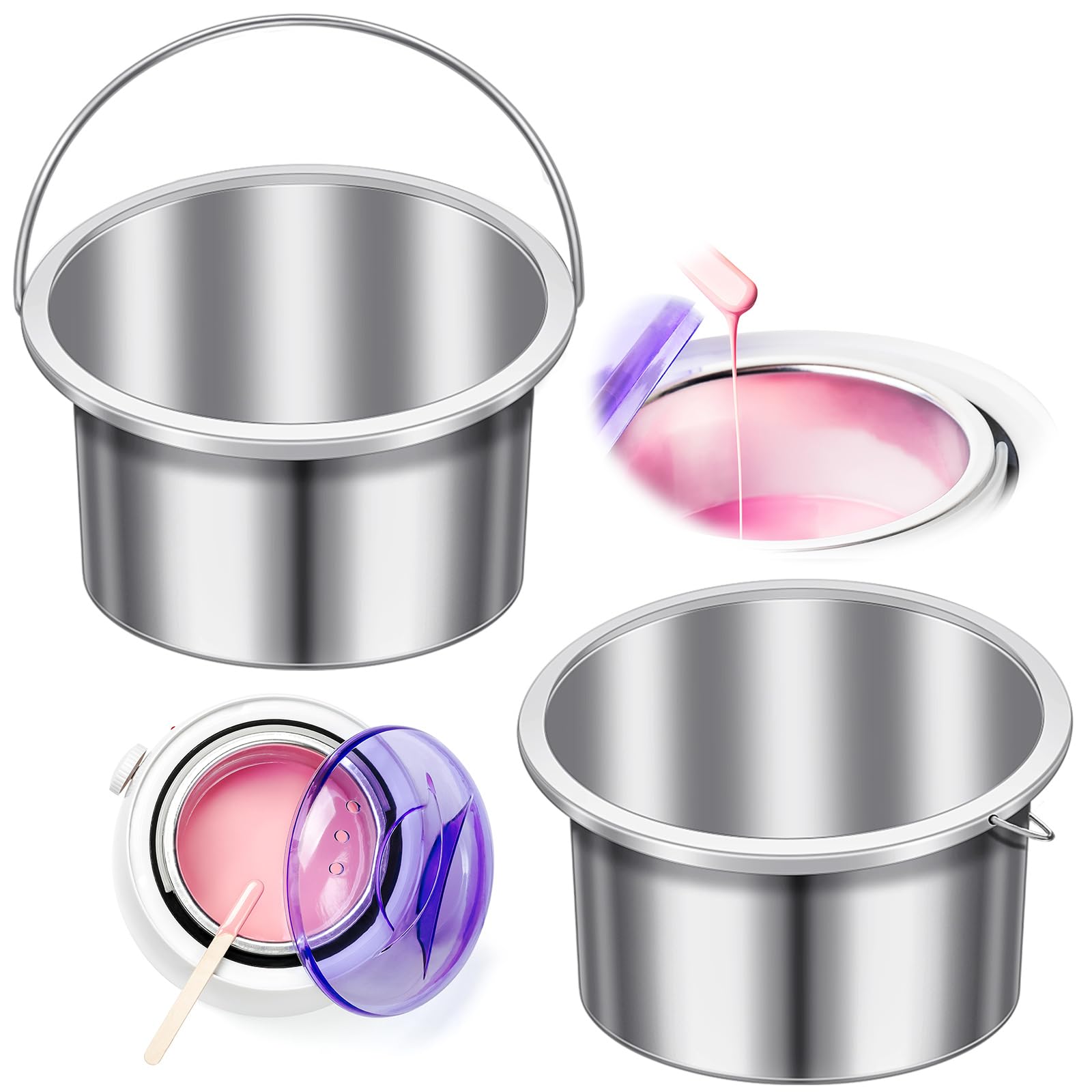 1 Piece Wax Pot Wax Warmer Replacement Tin Inner Pot Portable Hair Removal Waxing Bowl for 500 ml Hair Remover Machine