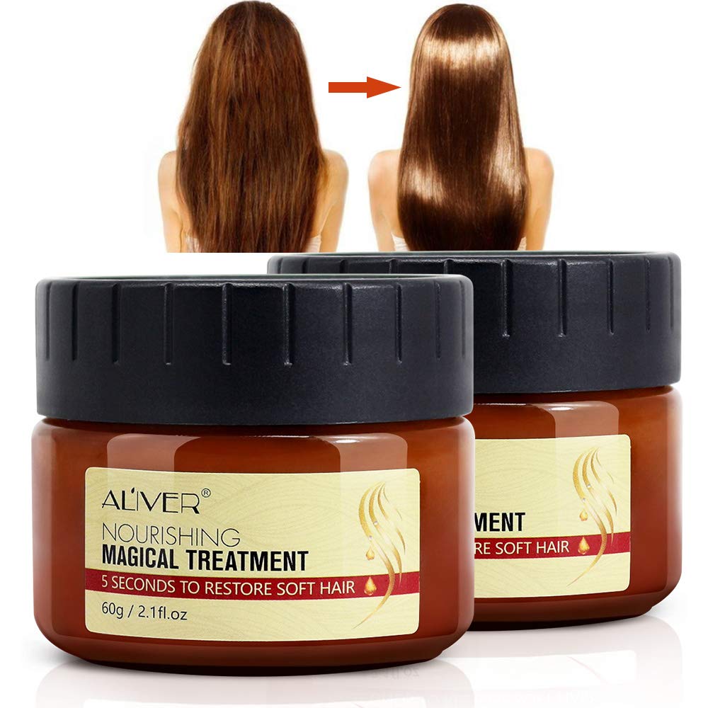 Magical Keratin Hair Treatment Mask, 2pcs Advanced Molecular Hair Roots Treatment Professtional Hair Conditioner, 5 Seconds to R