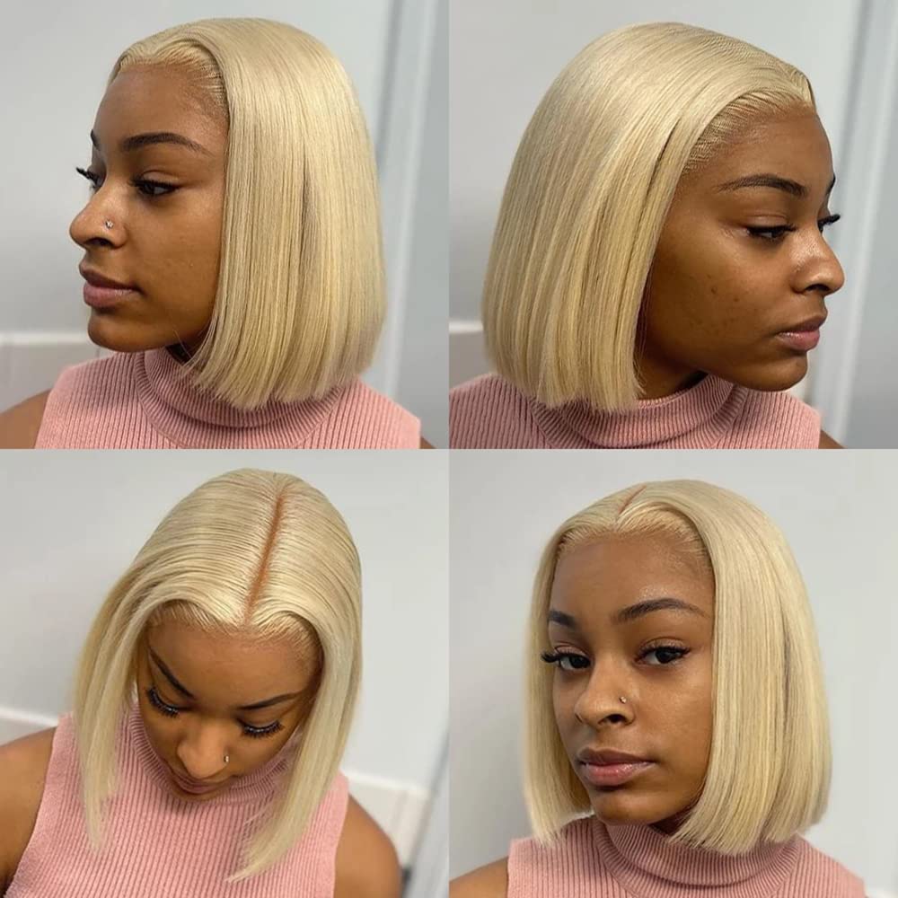 13X4 Straight 613 Blonde Blunt Bob Wig Human Hair Lace Front Wigs For Women Pre Plucked With Baby Hair Natural Hairline 100% Unp