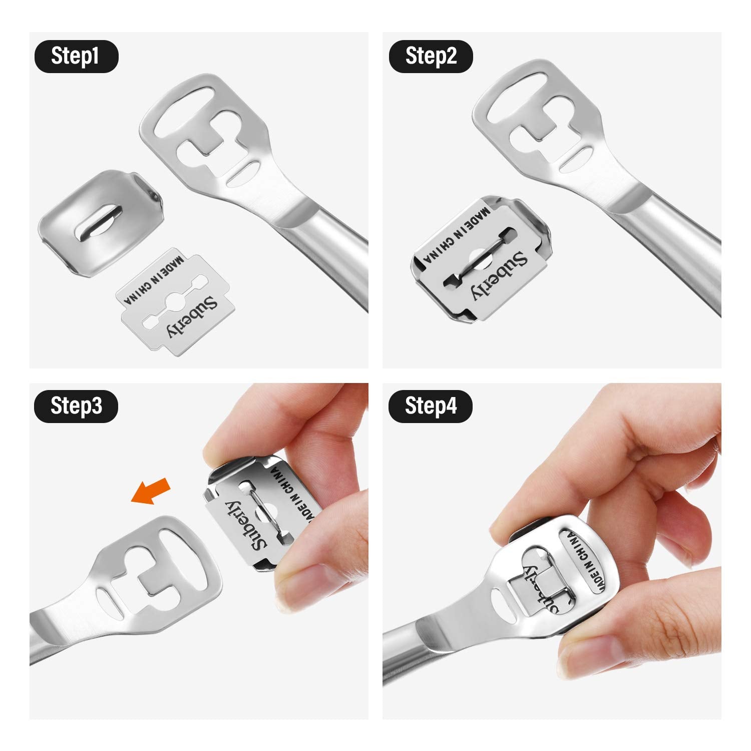 Zhehao Callus Shaver Set - 52 Pieces, Stainless Steel, Silver, Includes 50 Replacement Blades, Foot Care Tools for Hard Dry Skin