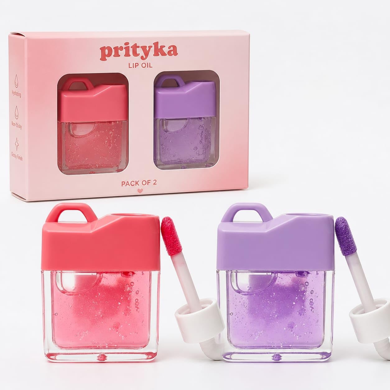 Prityka Korean Magic Lip Gloss For Women & Girls (Pack Of 2)  Hydrating Moisturizing Lip Gloss, NonSticky High Shine Formula F