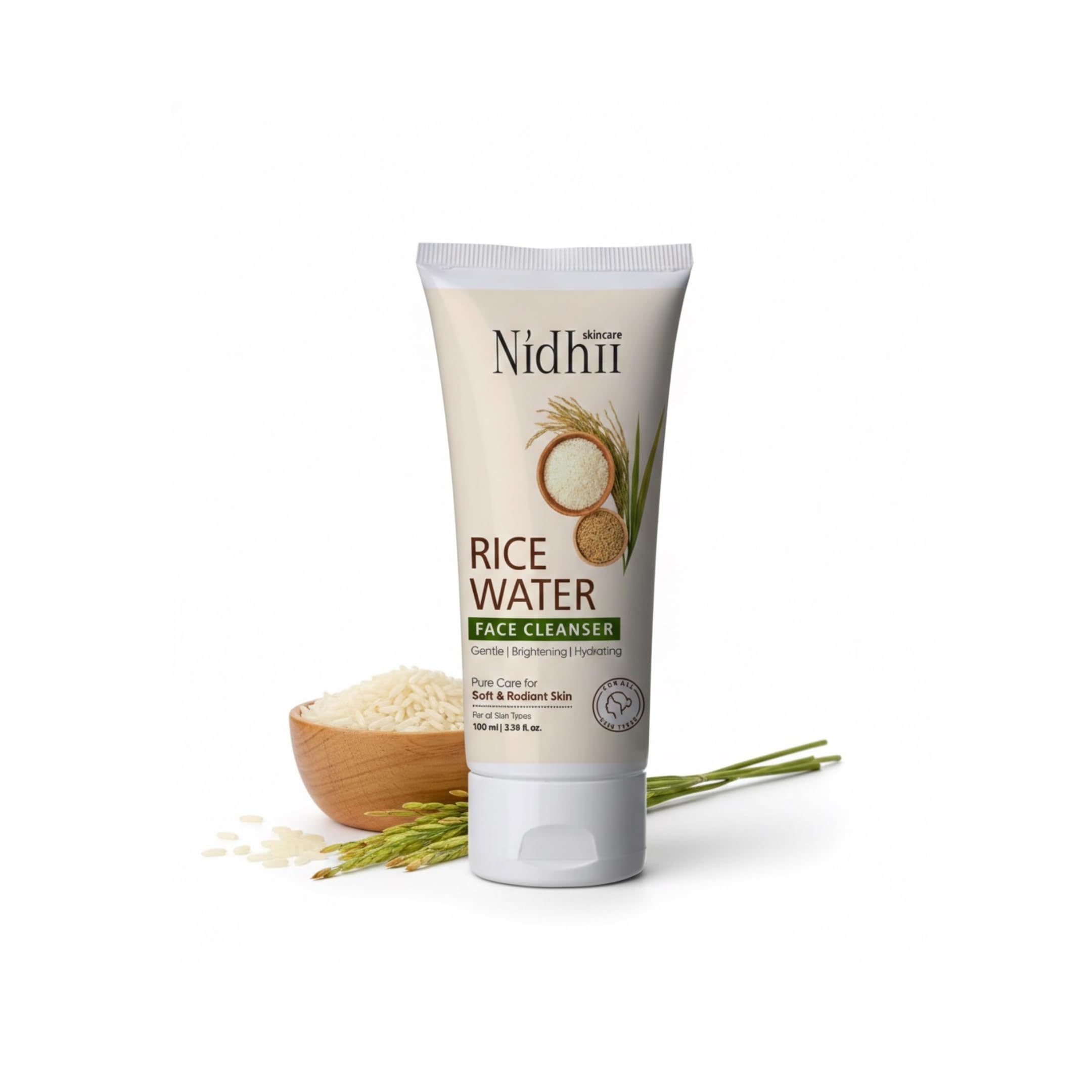 Nidhii Skincare Rice Water Face Wash For Men & Women | Gentle Brightening & Hydrating Cleanser | Deep Cleansing For Soft & Radia