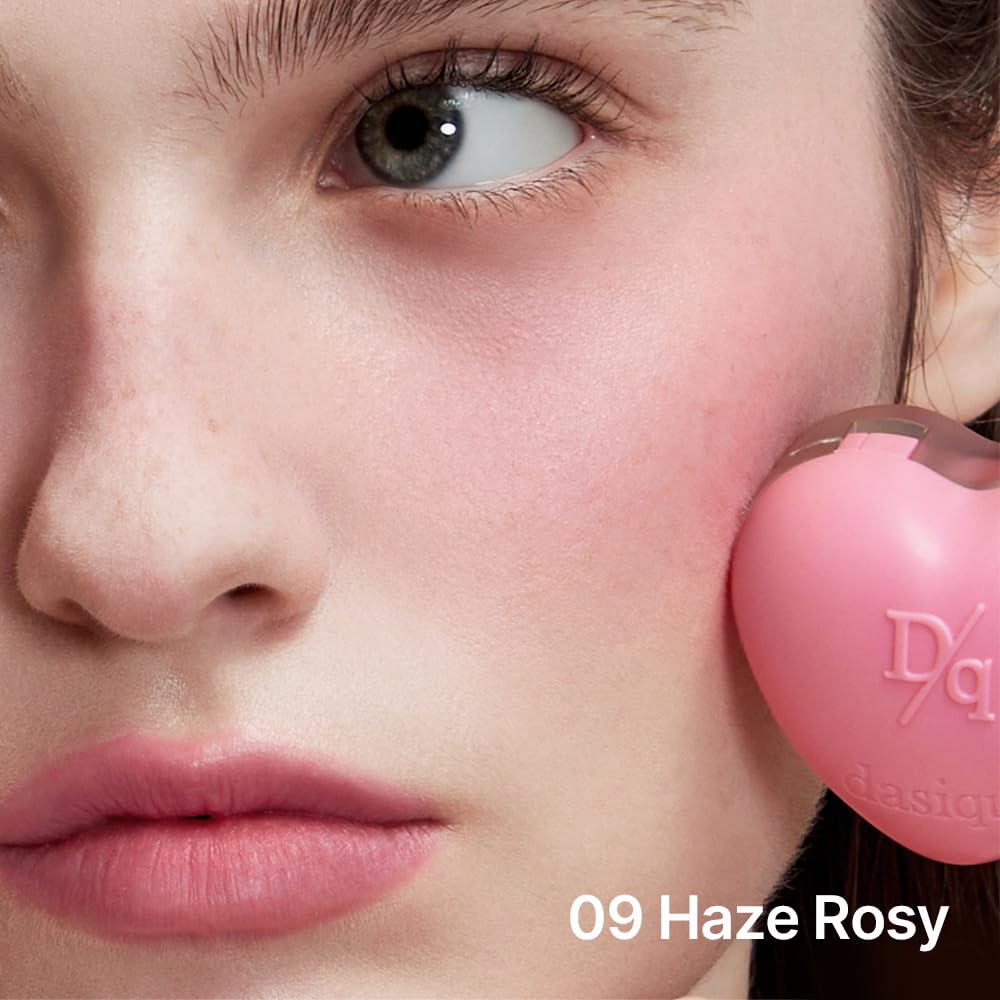 dasique Souffle Color Pot #09 Hazy Rosy - Makeup Blush, Buildable Silky-Smooth Texture, Build-In Mini Brush, Multi-Use For Cheek