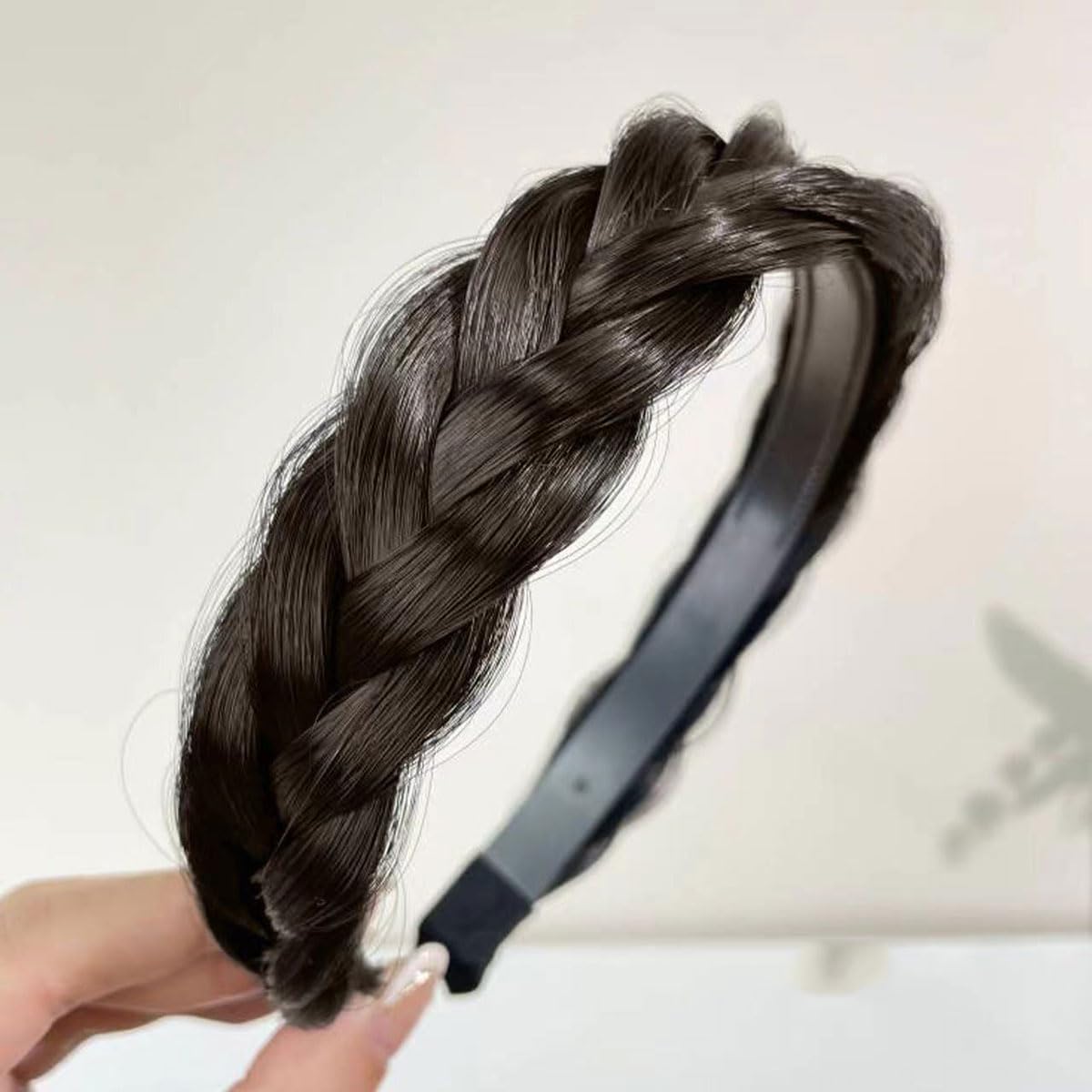 SLTXLNXH Wide Messy Braided Headband With Teeth Synthetic Hair Plaited Headband High Elasticity Braids Fishtail Braided Hair Ban
