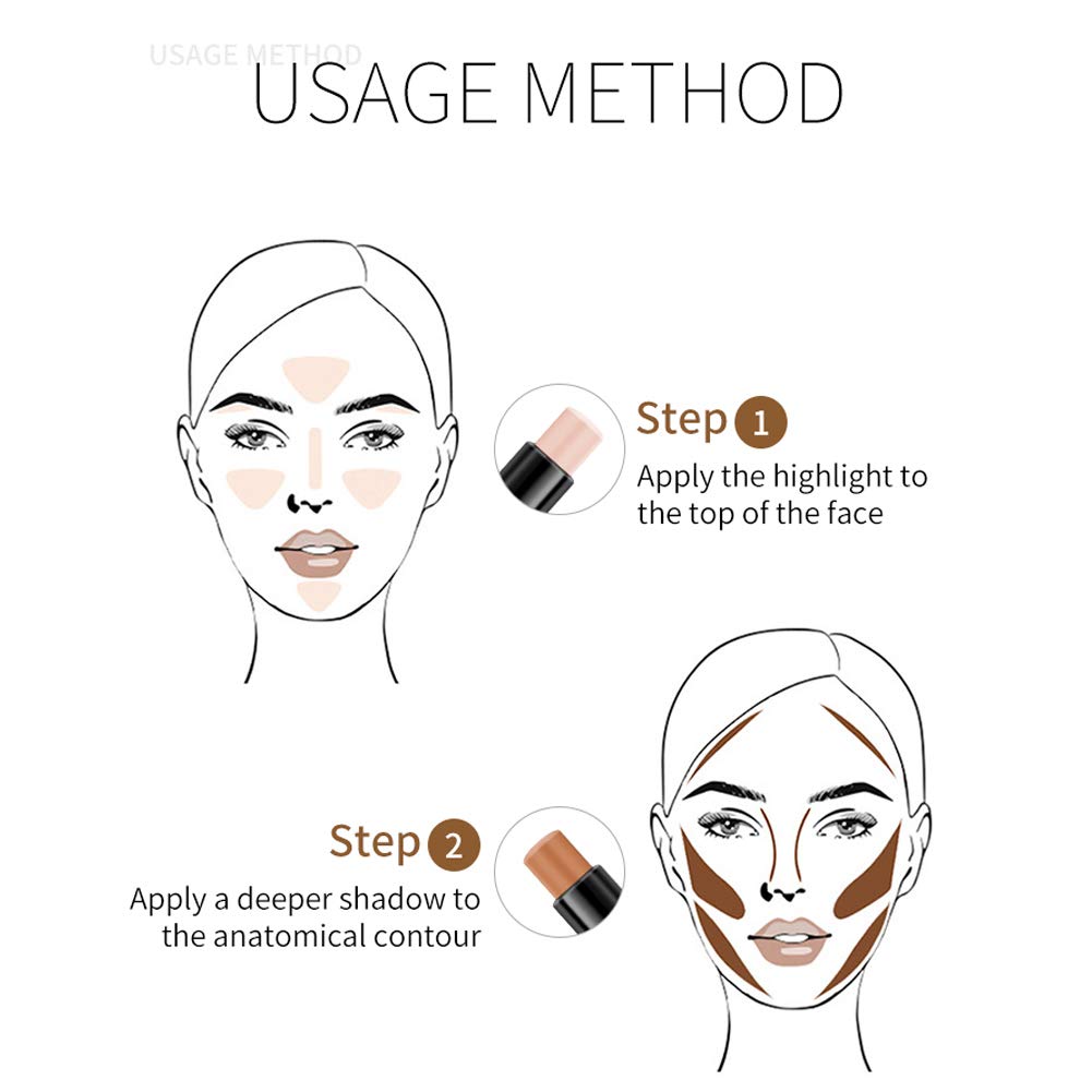 Meicoly Cream Contour Stick Trio,Bronzer Highlighter Stick,2 In 1 Double Head Facial Repair Concealer Stick,3D Body Makeup Shadi