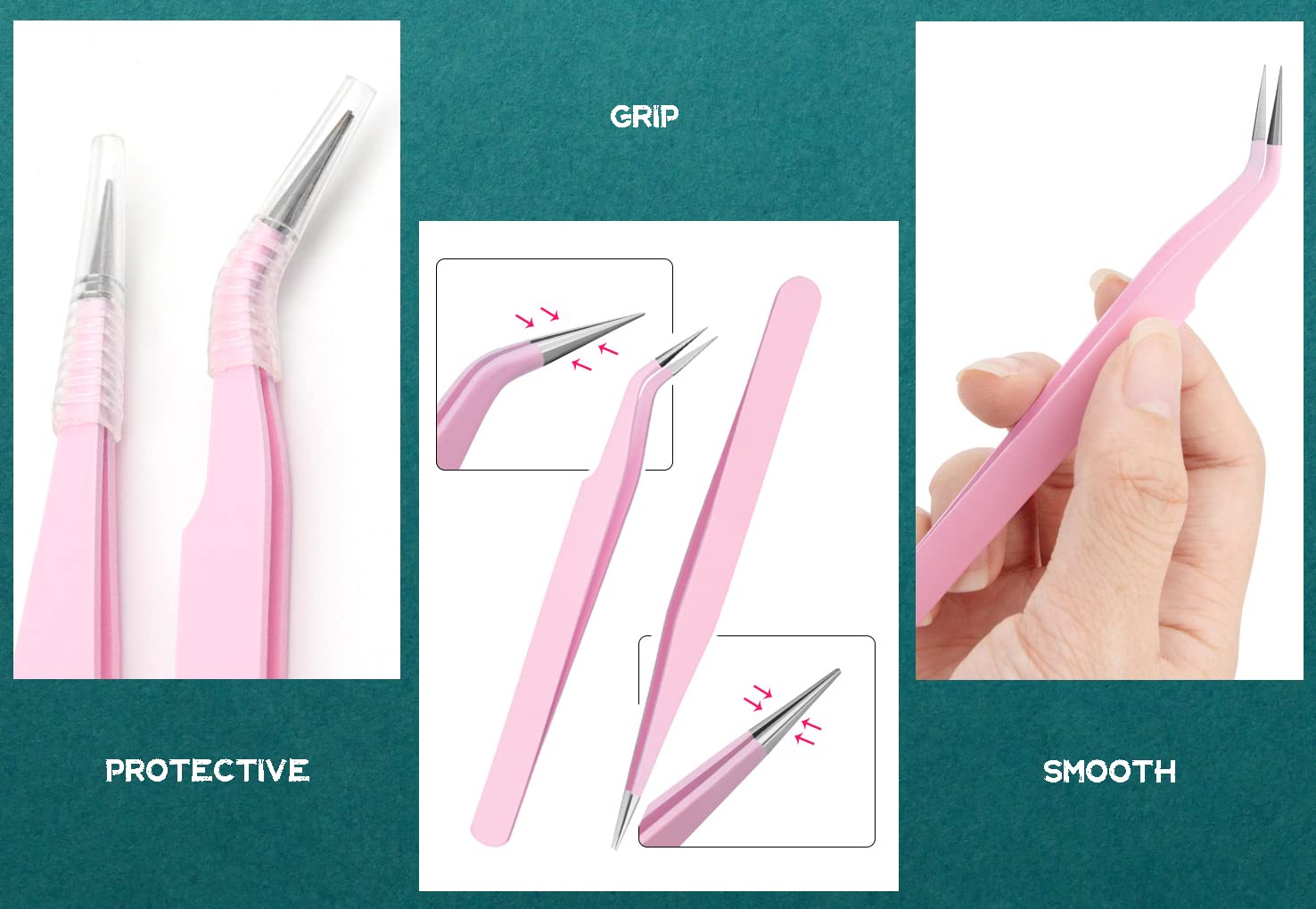 2 Pieces Sticker Tweezers, Cute Craft Tweezers For Stickers, Scrapbooking, Vinyl, Lashes, Electronics, Black
