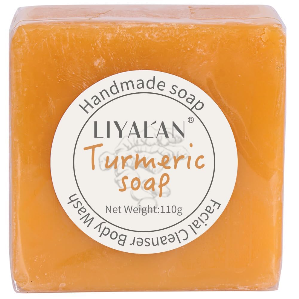 Liyalan Turmeric Soap Bar For Face & Body-Tumeric Soap,Acne, Dark Spots, Hyperpigmentation, Smooth Skin,Cleansing Natural Handma
