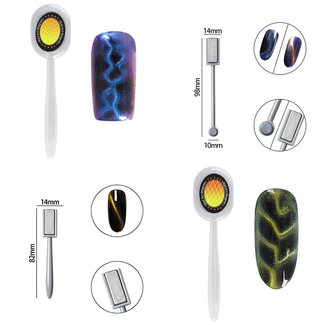 Xeaohesy 10 Pieces Nail Magnet Tool Set Double-Head Flower Design Multi-Function Magnet Board Magnet Stick Nail Magnet Pens Anim