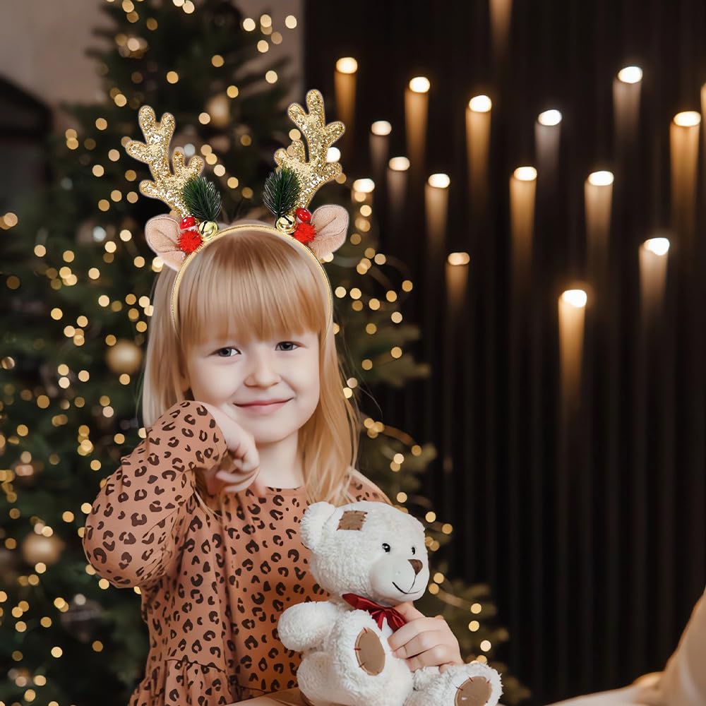 Zeyer Christmas Headbands For Women And Girls Hair Bands Christmas Glitter Elk Antlers Headbands Holiday Perfect Hair Accessorie