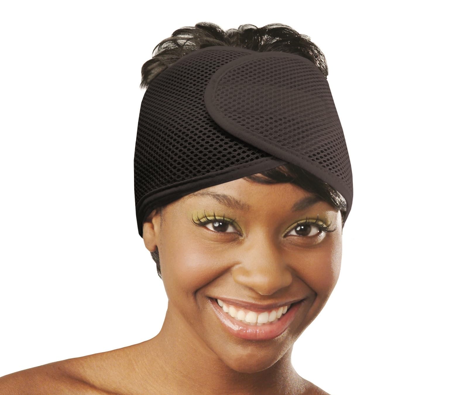 DONNA Deluxe Foam hook and loop Headband, Silk Hair Wraps for Face Wash, Makeup and Hair Accessories BLACK