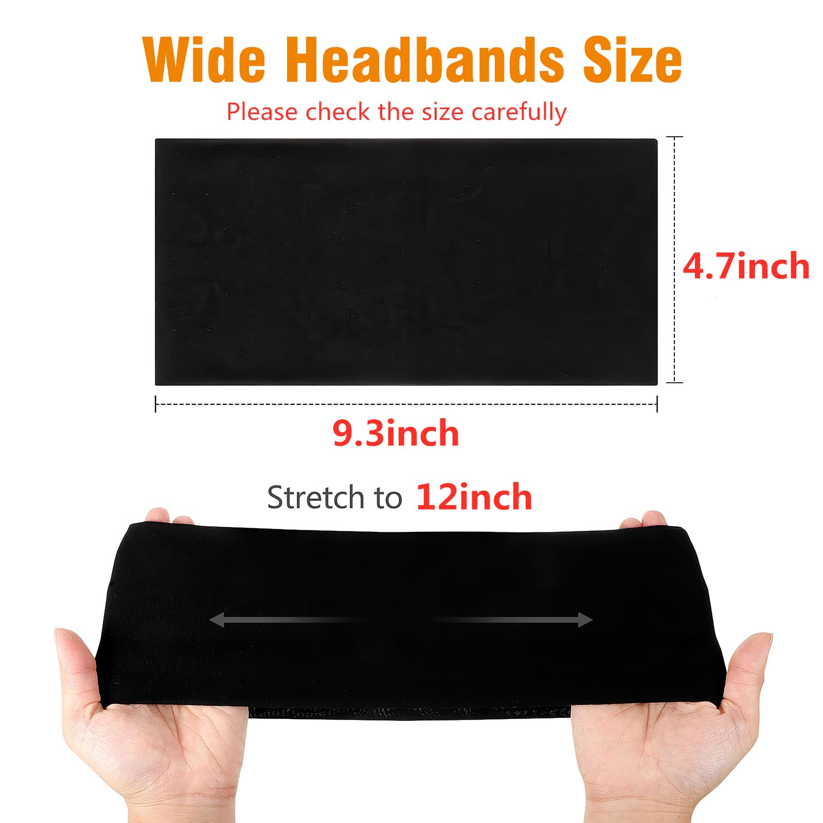 6 Pack Wide Headbands for Women, Cotton Stretchy Headband for Women Non Slip Sports Head Bands for Women's Hair (Black, White, G