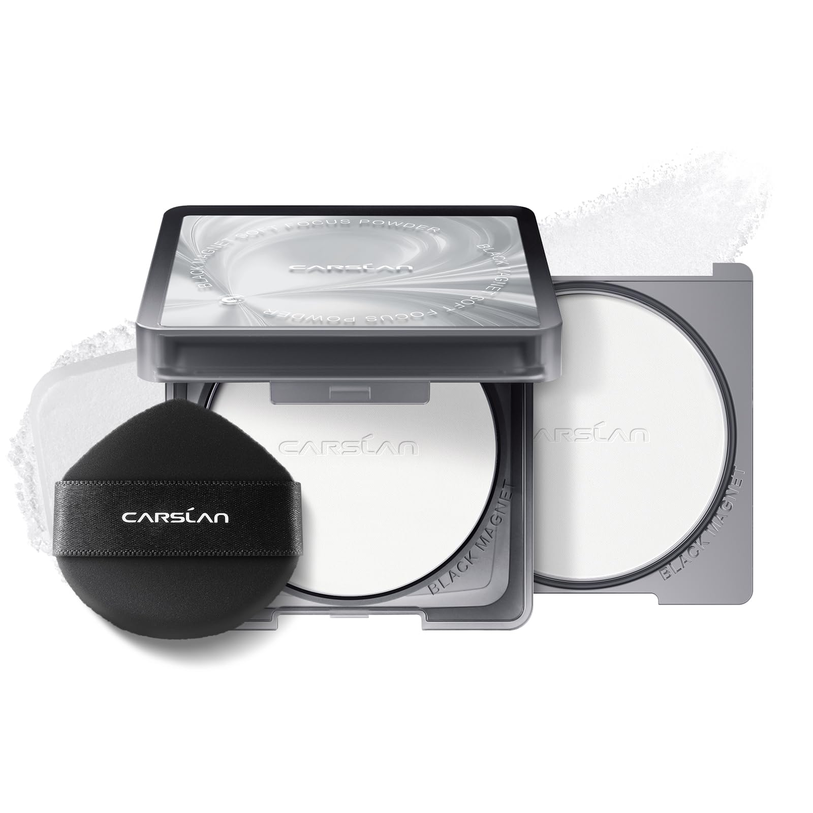 CARSLAN Black Magnet Pressed Powder, Oil Control & SoftFocus Finish