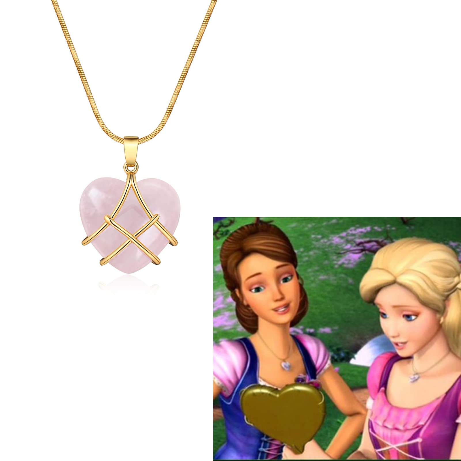 IDesign Diamond Castle Rose Quartz Heart Necklace For Women Girls, Friendship Necklaces,Birthday Gift, Mother'S Day Necklace, Gi