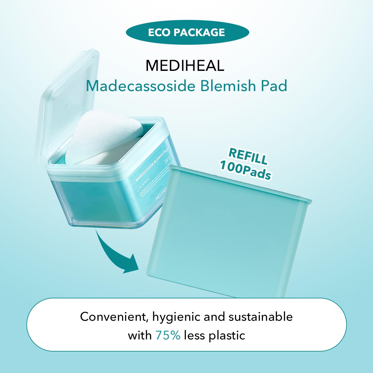 (Only Refill) Mediheal Madecassoside Blemish Pad (100 Pads) - Cotton Facial Toner Pads For Anti Blemish To Improved Uneven Skin