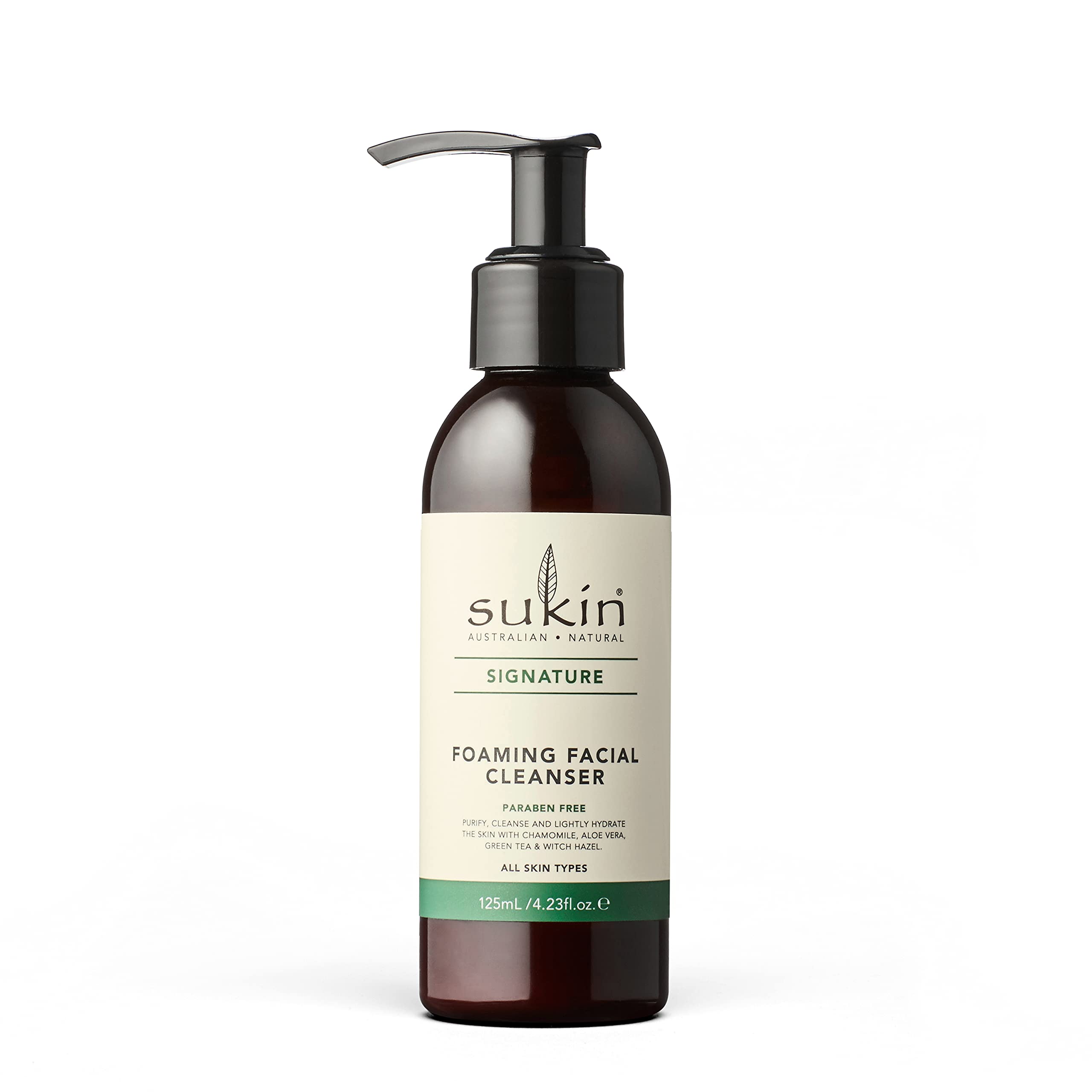 Sukin Foaming Facial Cleanser Pump, Gentle Gel Cleanser With Green Tea, Aloe Vera & Chamomile To Purify, Soothe & Tighten Skin,