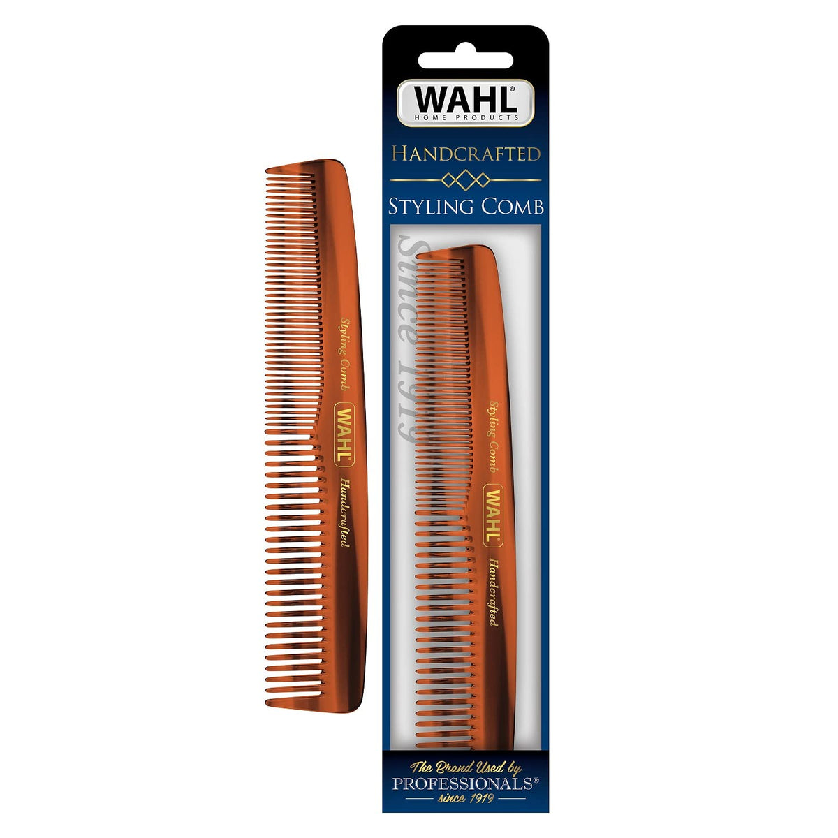 Wahl Beard, Mustache, & Hair Styling Comb For Men'S Grooming - Handcrafted & Hand Cut With Cellulose Acetate - Smooth, Rounded T