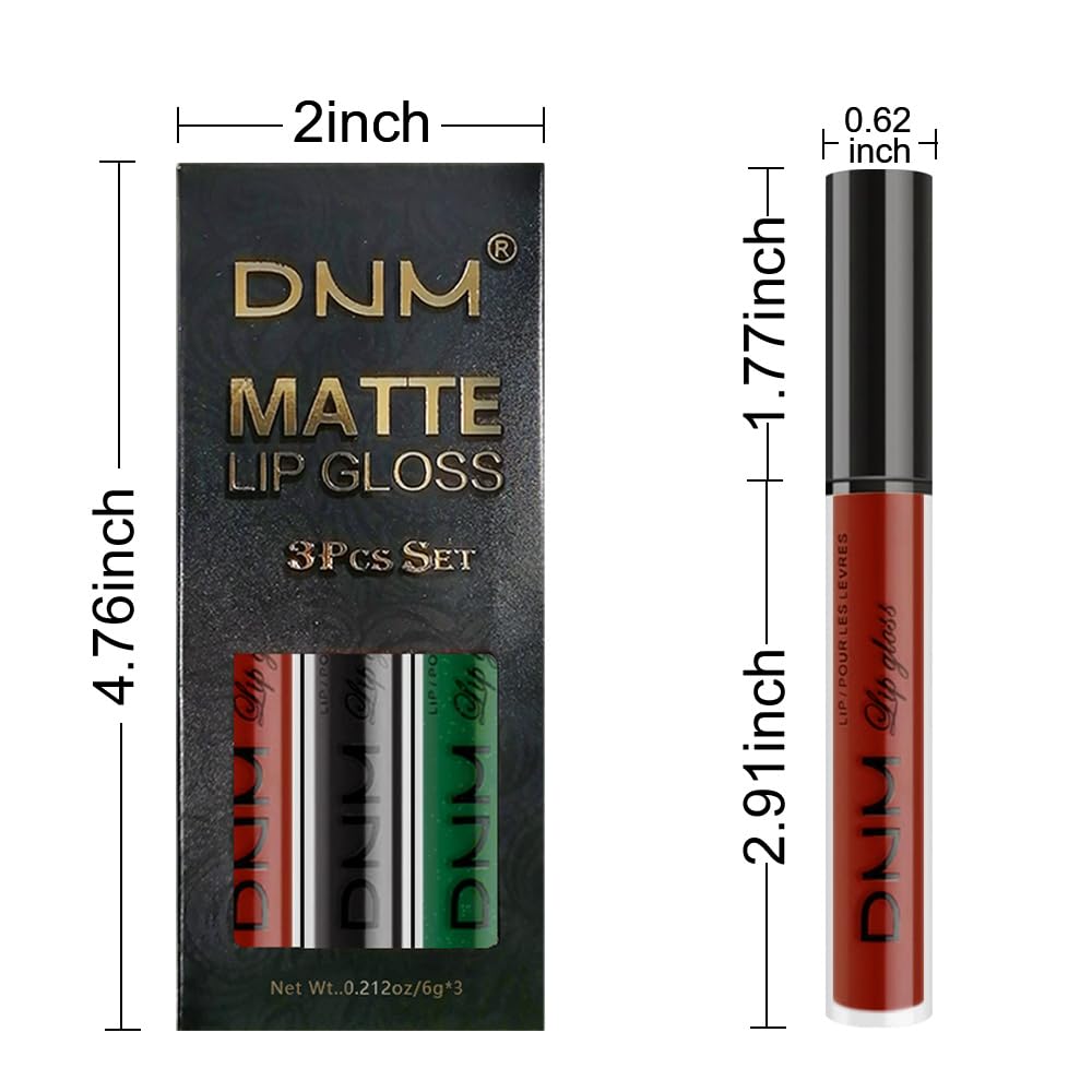 Amy'S Diary Dark Red Green Black Matte Plum Liquid Lipstick 3Pcs Sets,224-Hour Lipstick Long Lasting Permanent L Magic Lipstick