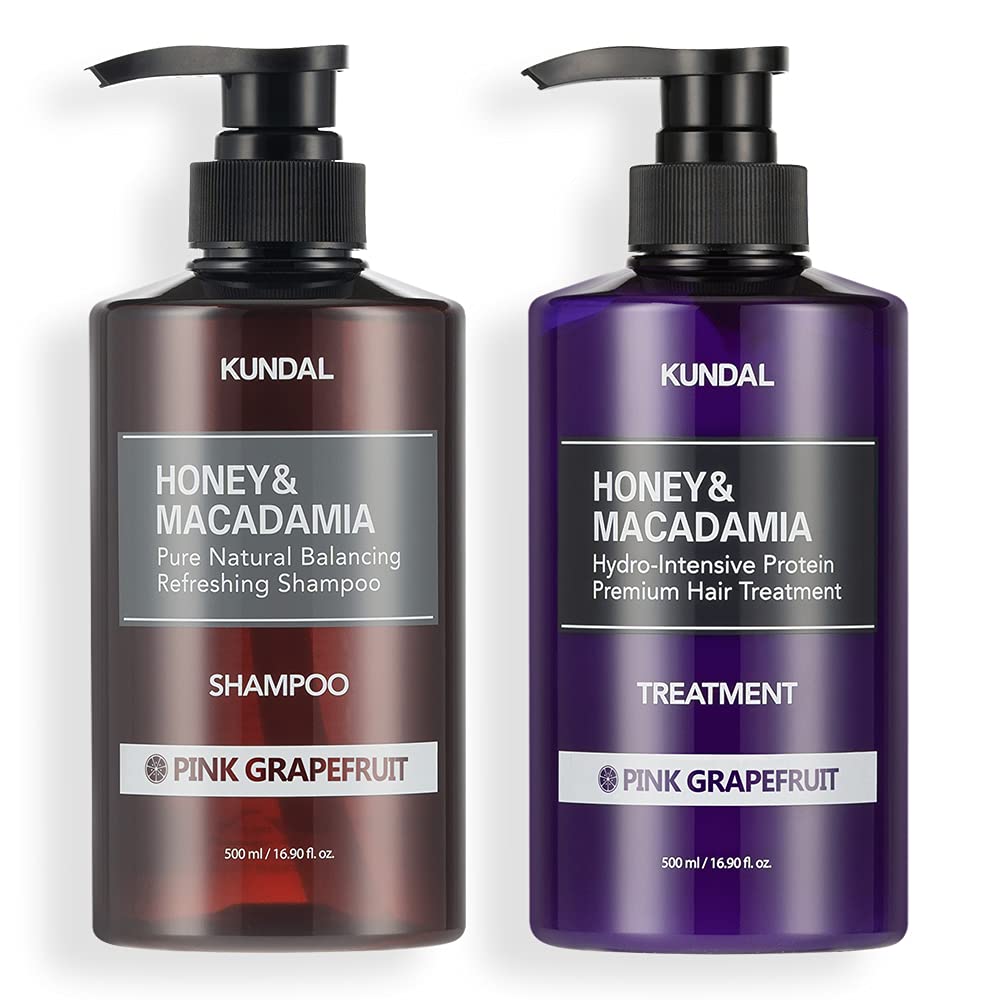 Kundal Natural Hair Shampoo And Conditioner Set [Pink Grapefruit] - Nourish, Strengthen, Repair Hair With Honey, Argan Oil, Maca