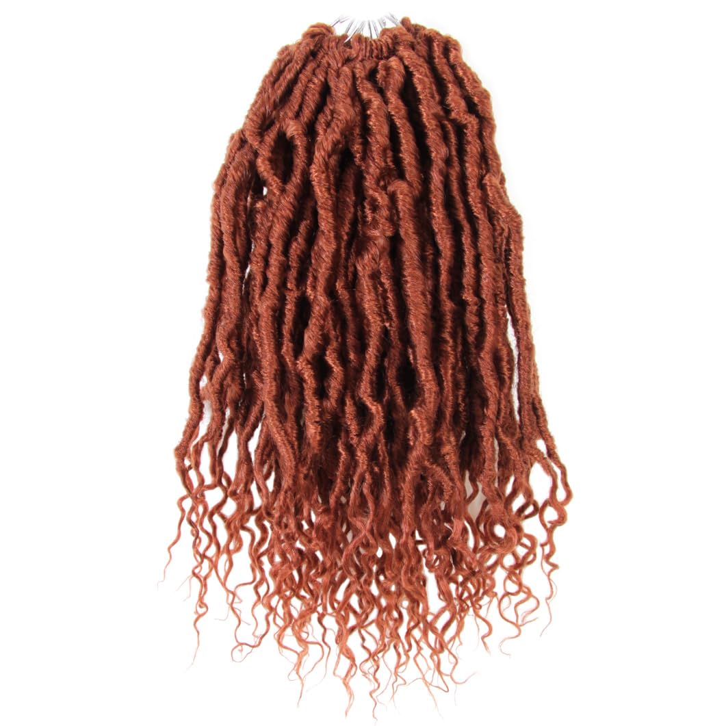 BOHOBABE Ginger Faux Locs Crochet Hair 10 Inch, Boho Soft Crochet Locs with Curly Ends, Short Bohemian Goddess Locs Crochet Brai
