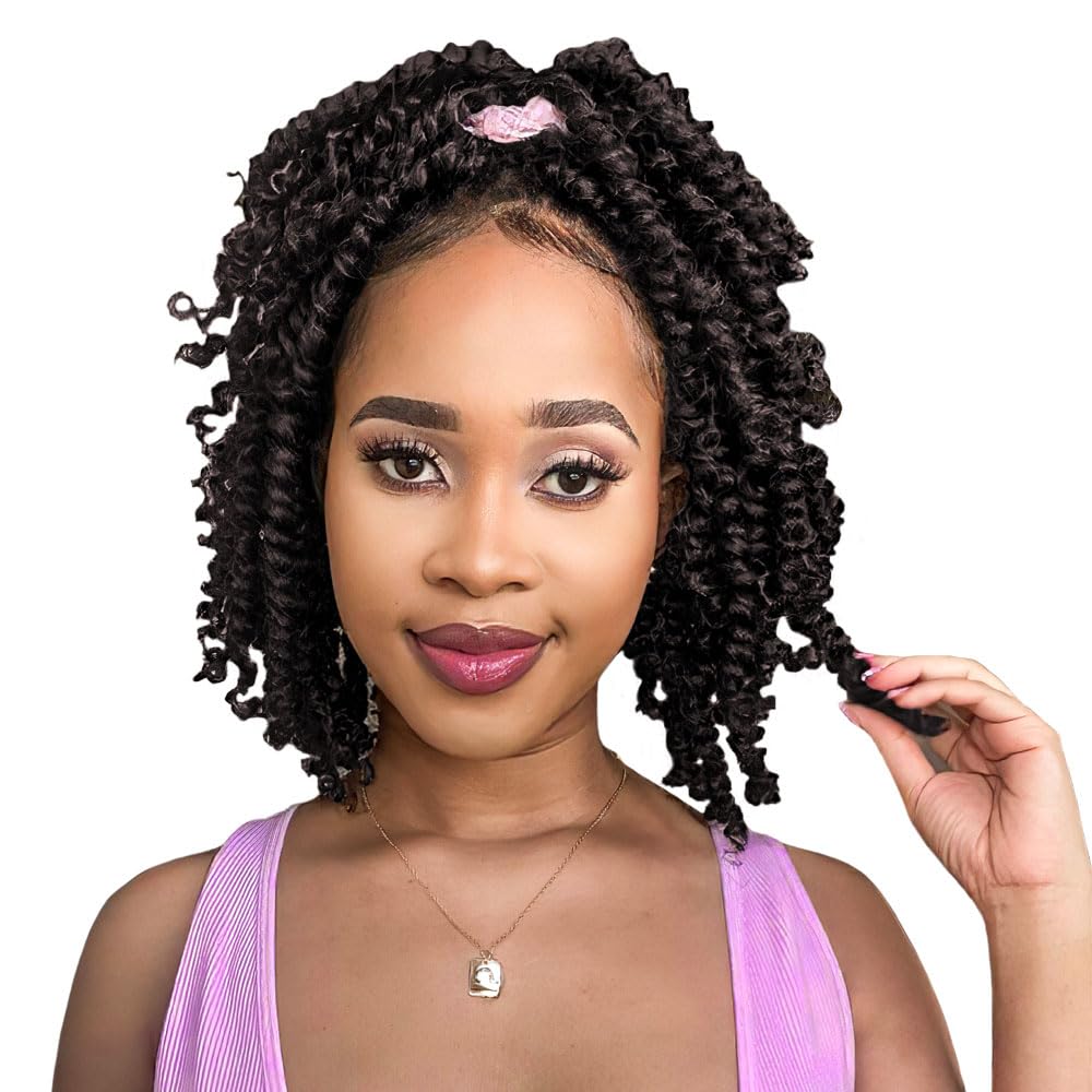 The BOHOBABE Pre-twisted Passion Twist Crochet Hair 8 Inch Short Pre-looped Crochet Passion Twist Braiding Hair 8 Packs (4#)