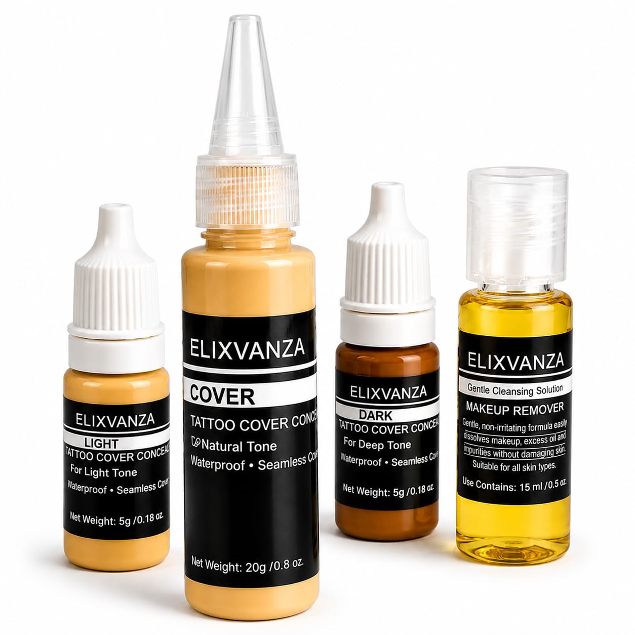 Tattoo Cover Up Makeup Waterproof  ELIXVANZA High Coverage Tattoo Concealer Kit for Scars, Birthmarks & Dark Spots  Sweatproof
