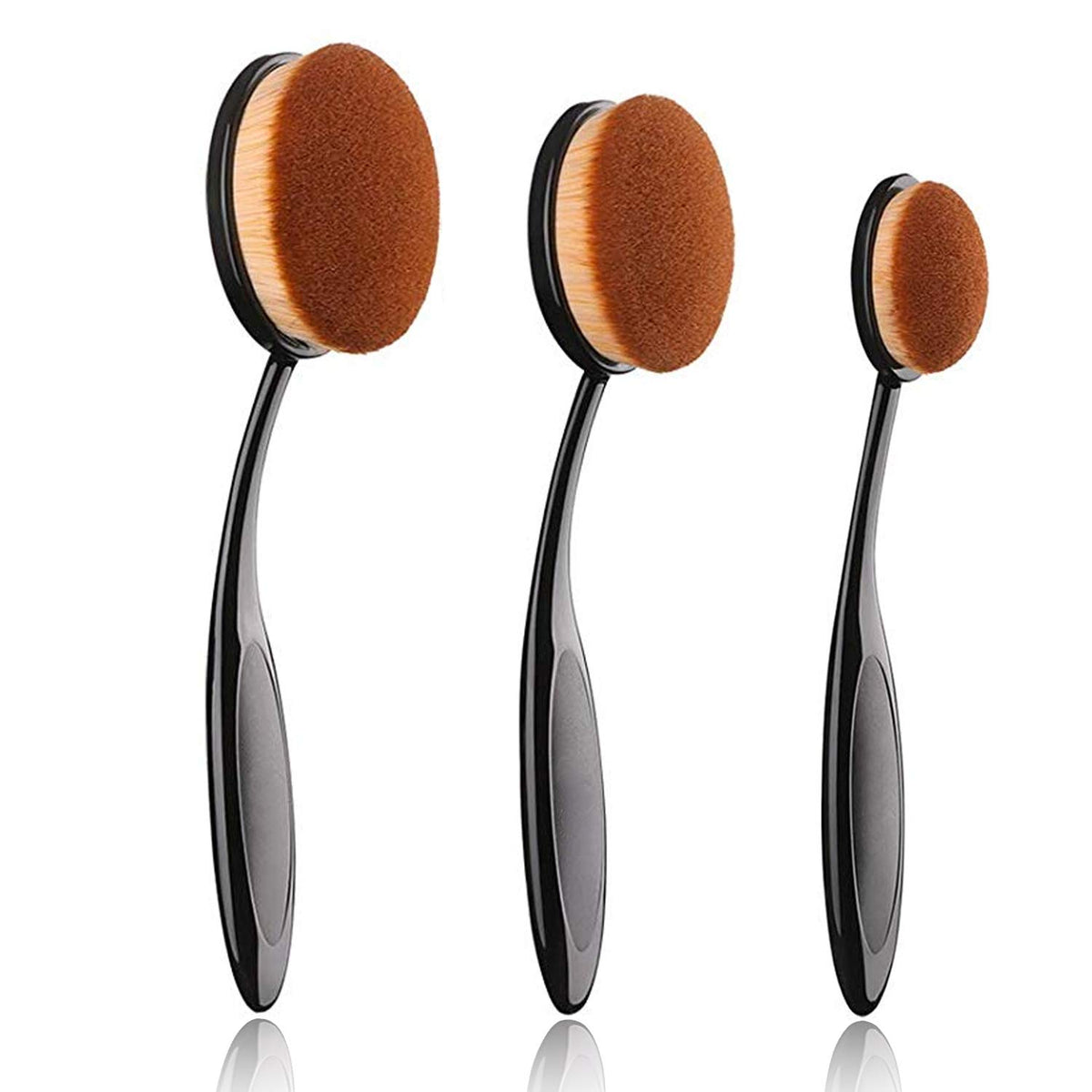 JOSALINAS Oval Makeup Brush Set Upgraded 3pcs Fast Flawless Application Toothbrush Foundation Concealer Blusher Liquid Cream Pow