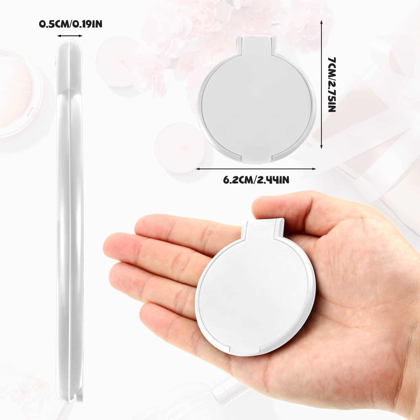 Yalikop 72 Pcs Compact Mirror Bulk Portable Round Makeup Mirror Mini Foldable for Purse Women Travel Daily Use Mothers Day Gifts