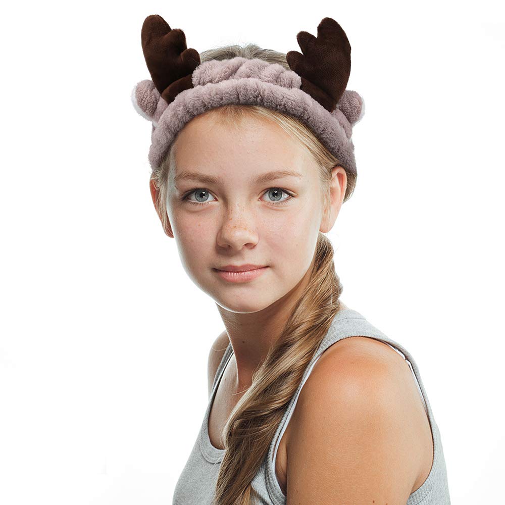 Ahoney Makeup Spa Headband Face Wash Headband For Women Girls Cute Headbands Animal Ears Shower 4Pcs Coral Fleece Hair Band Wome
