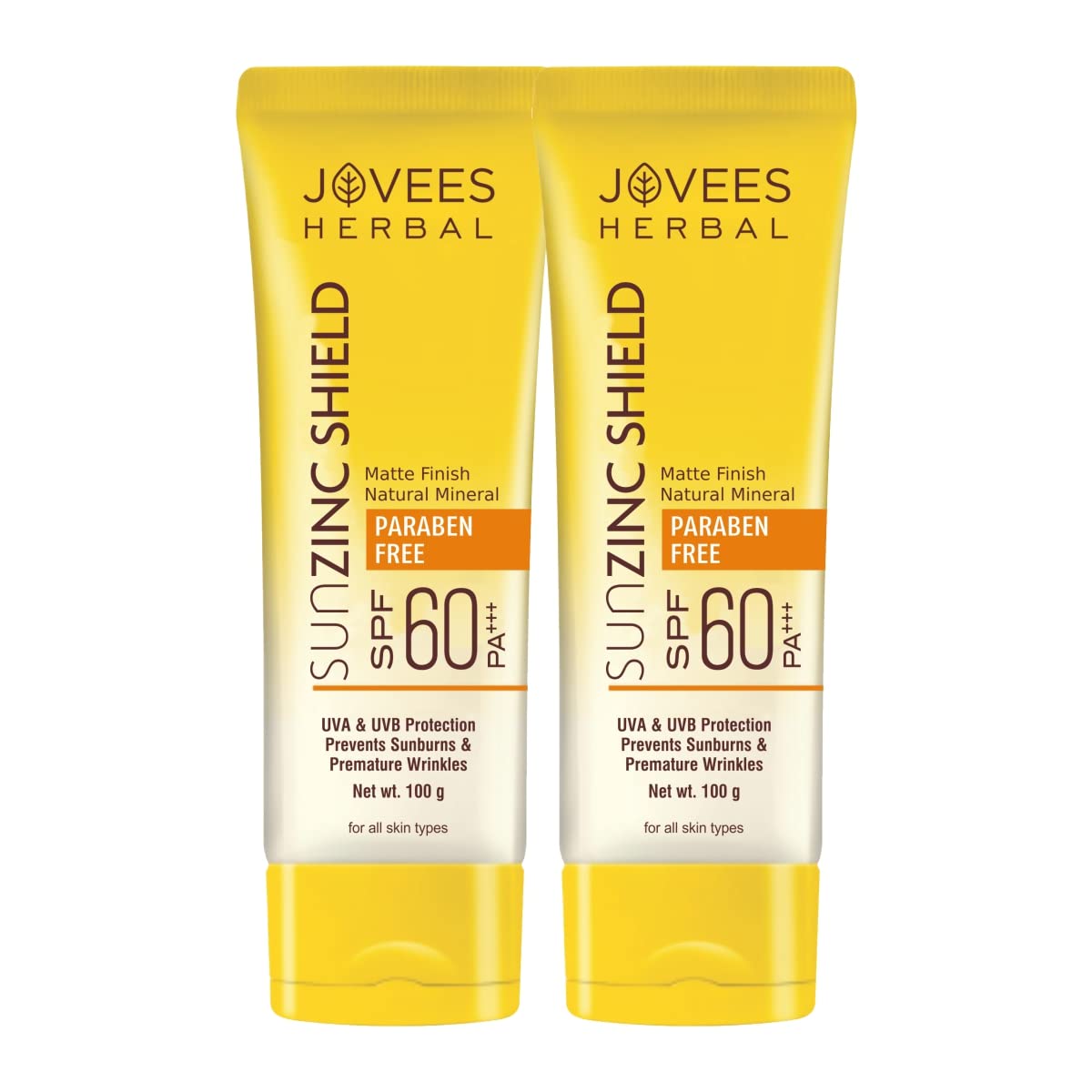 Jovees Herbal Sun Zinc Shield SPF 60 PA+++ Broad Spectrum | Matte Finish | Oil Free | UVA/UVB & Blue Light Protection | Sunscree