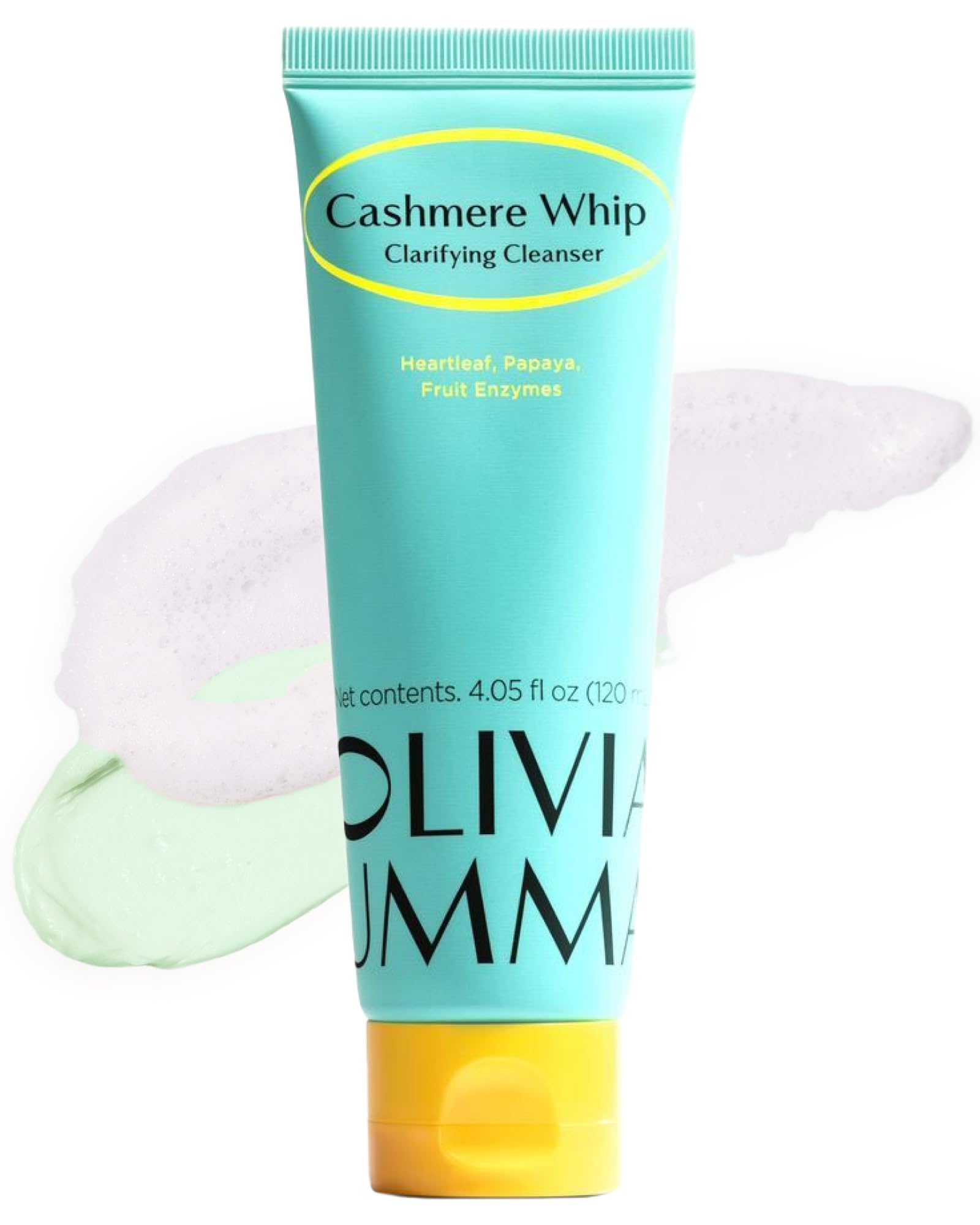 OLIVIAUMMA Cashmere Whip Clarifying Cleanser - Soft Whipped Textured Korean Face Wash - Korean Cleanser with Heartleaf for Glass