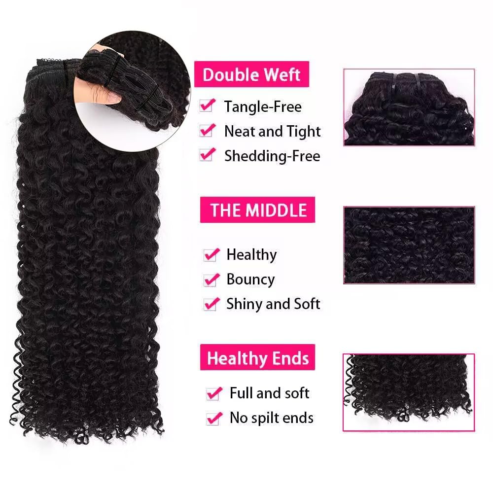 Cecycocy 3C 4A Kinky Curly Clip In Hair Extensions Human Hair For Black Women - 8Pcs 18Clips Double Weft Brazilian Remy Human Ha