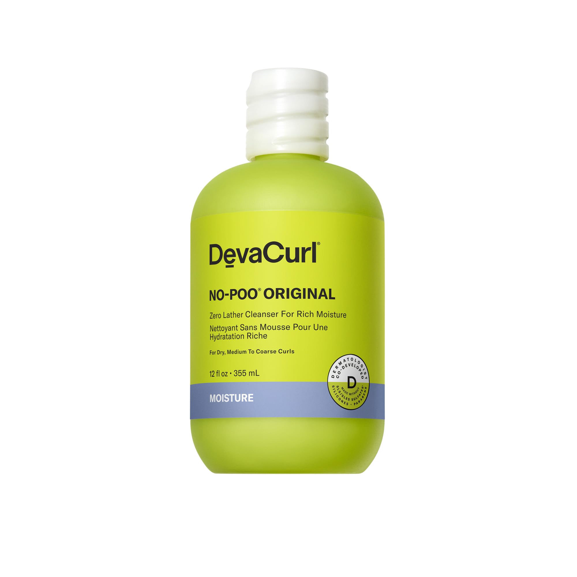 DevaCurl No-Poo Original Zero Lather Cleanser For Rich Moisture, Fresh Rose, 12 fl. oz.
