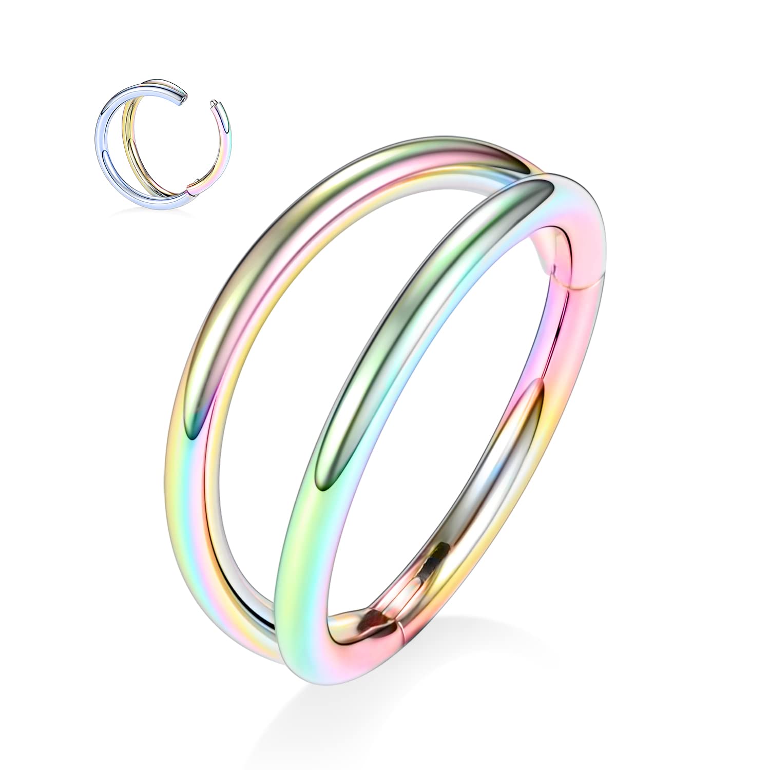 18G Conch Hoop Ring Cartilage Earrings Double Open Stacked Septum Rings 316L Surgical Steel Septum Nose Rings Hoops 12mm Lobe Ea