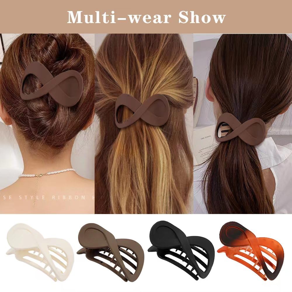 Ahoney 3.3'' Flat Hair Clips For Women, 4Pcs Lay Down Claw Clips For Thick/Thin Hair Banana Clip French Hair Pin Hair Barrettes