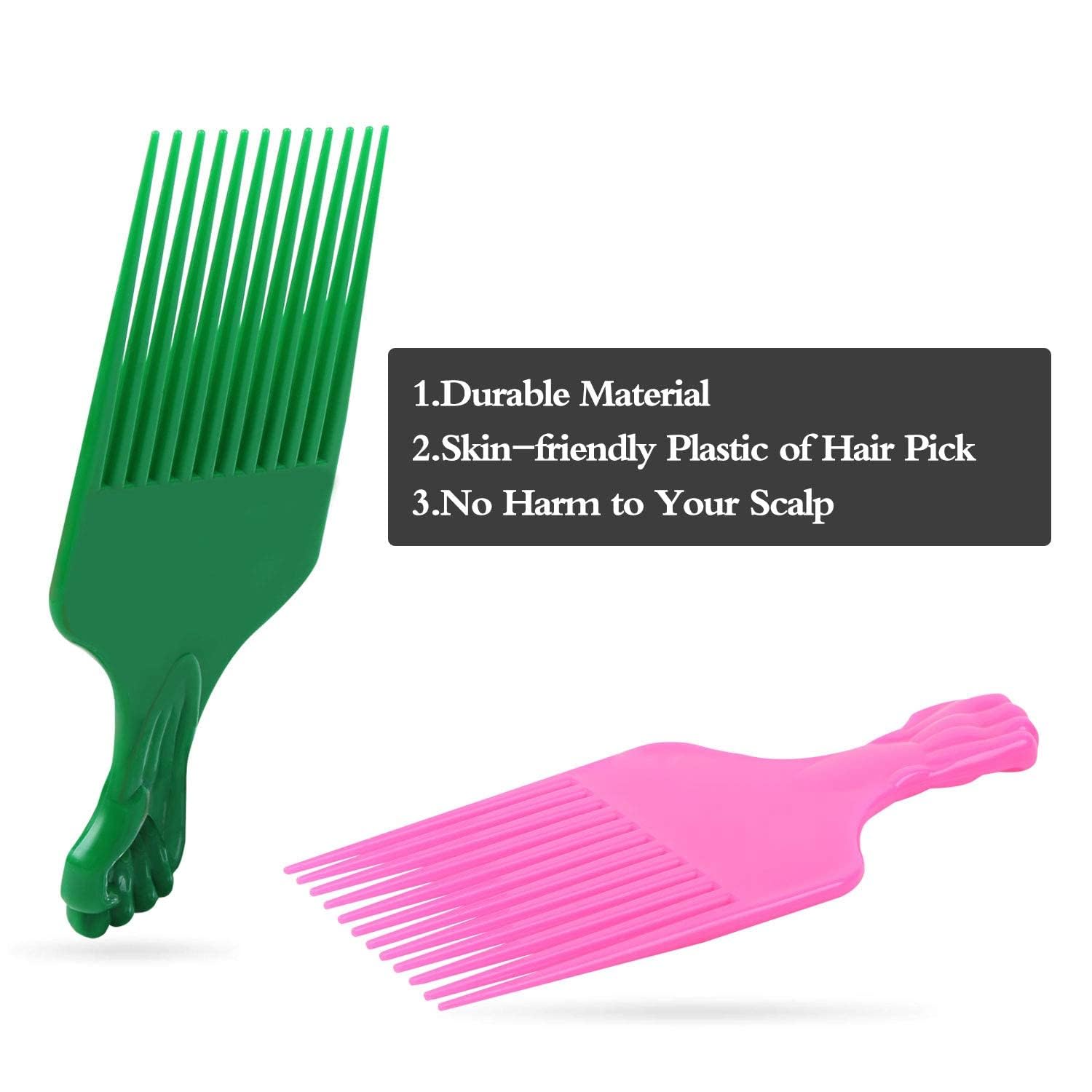 Leaduway Fist Picks For Curly And Afro Hair, Plastic 6.5 Inch Lift Picks For Women And Men, Rainbow Set (6 Pcs)