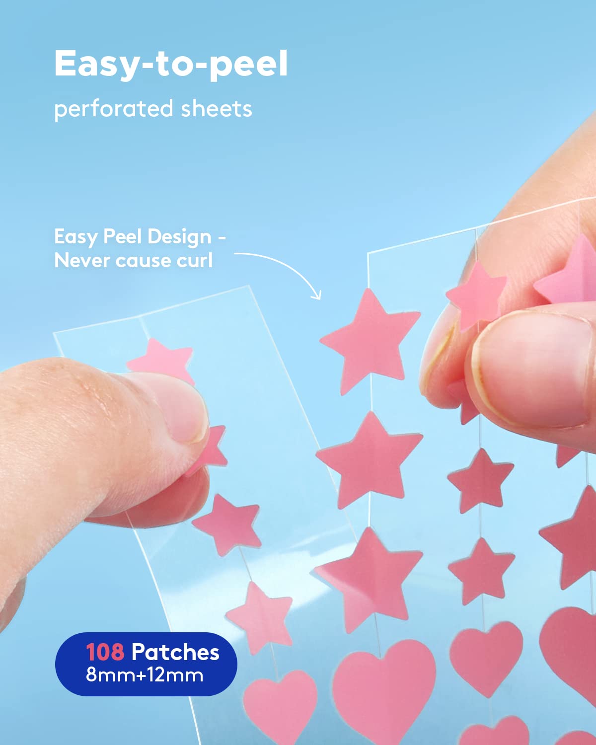 LitBear Acne Patch Pimple Patch, Pink Heart & Star Shaped Absorbing Cover Hydrocolloid Patches For Face Zit, Acne Dots, Tea Tree