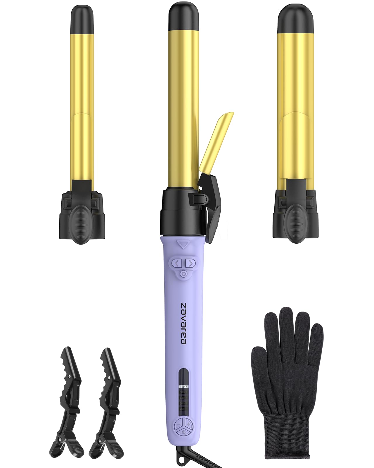 Rotating Curling Iron, Zavarea Magnetic Automatic Curling Wands, Ceramic Rotating Auto Hair Curler 3 In 1, 3 Interchangeable Fas