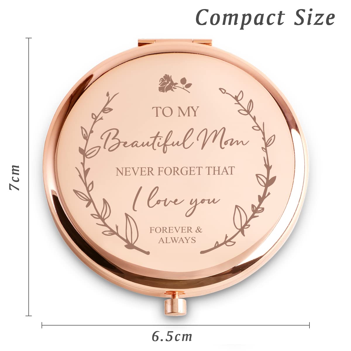 Mom Gifts From Daughter Son, I Love You Personalized Compact Mirrors Basket Stuffers For Mother Parents, Sentimental Present For