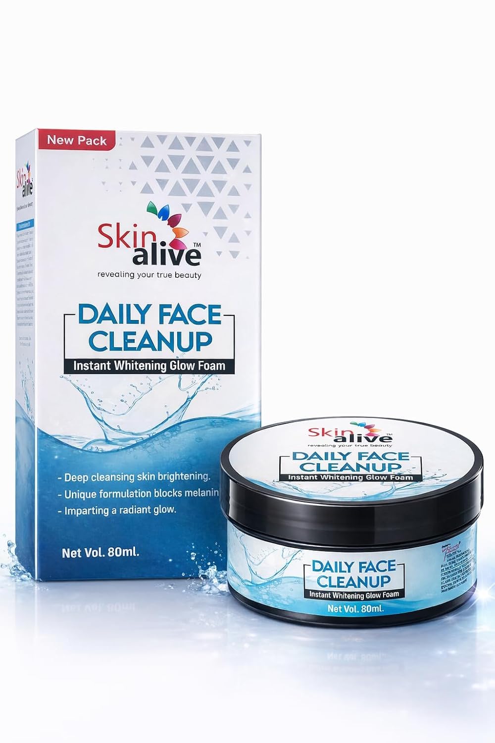 Skin Alive Daily Face Cleanup Instant Whitening Glow Foam 80Ml | Deep Cleansing Face Wash For Radiant Glow | Removes Dirt Oil & 