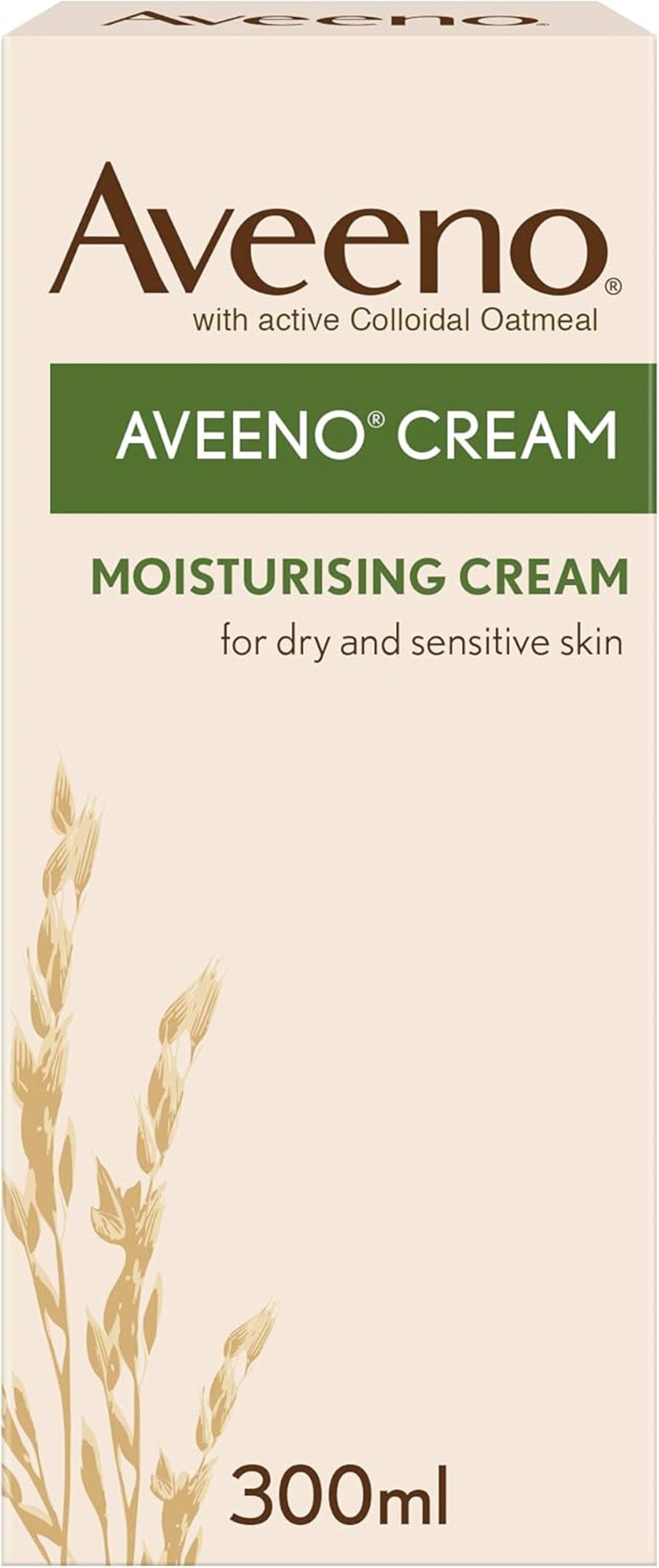 Aveeno Moisturising Cream (1x 300ml), Nourishing Body Lotion with Hydrating Colloidal Oatmeal, Full Body Moisturiser for Dry and